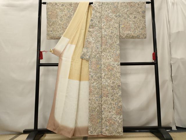 平和屋着物■上質な小紋 更紗花文 正絹 逸品 AABH3507st