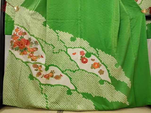 平和屋着物■豪華振袖 駒刺繍 絞り 雪芝花文 正絹 逸品 AABH3513st