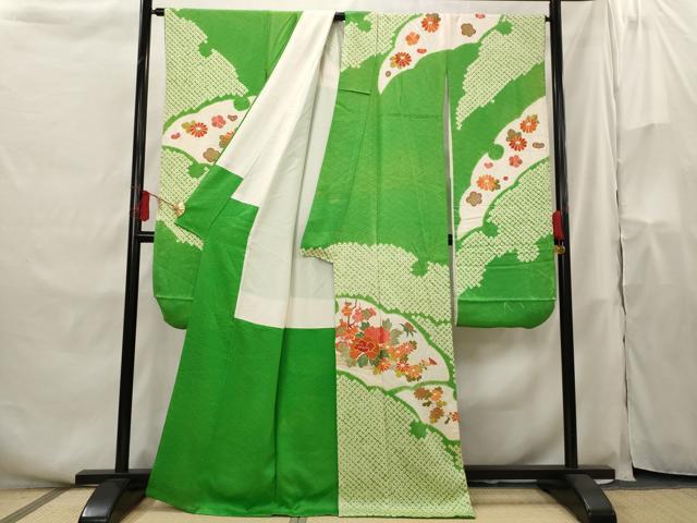 平和屋着物■豪華振袖 駒刺繍 絞り 雪芝花文 正絹 逸品 AABH3513st