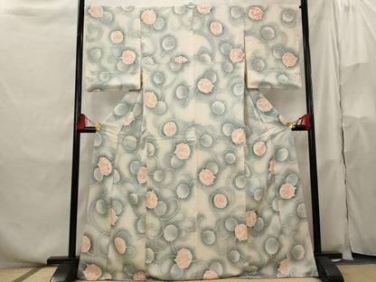 平和屋着物■上質な小紋 地紋起こし 花丸文 暈し染め 正絹 逸品 AABH3514st