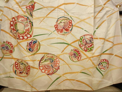 平和屋着物■豪華振袖 駒刺繍 花蝶丸文 金銀彩 正絹 逸品 AABH3516st