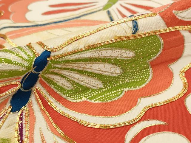 平和屋着物■豪華振袖 駒刺繍 花蝶丸文 金銀彩 正絹 逸品 AABH3516st