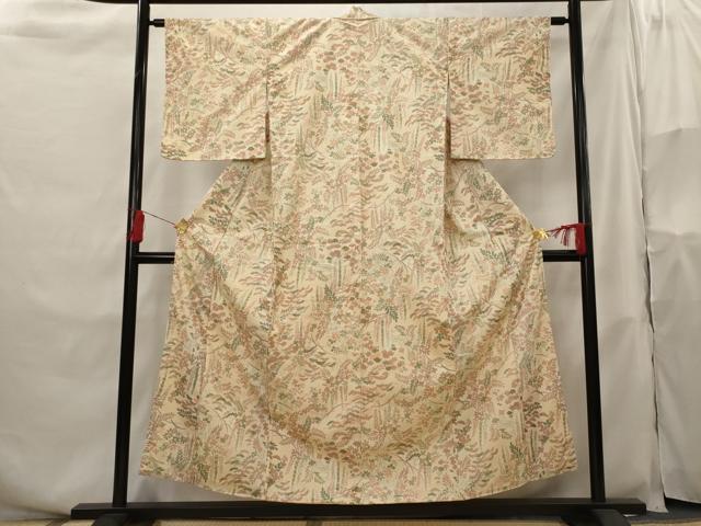 平和屋着物■本場染大島紬　草花文　正絹　逸品　AABH3517st