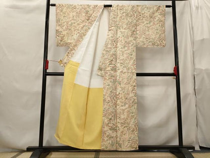 平和屋着物■本場染大島紬　草花文　正絹　逸品　AABH3517st