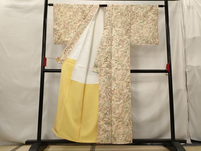 平和屋着物■本場染大島紬　草花文　正絹　逸品　AABH3517st