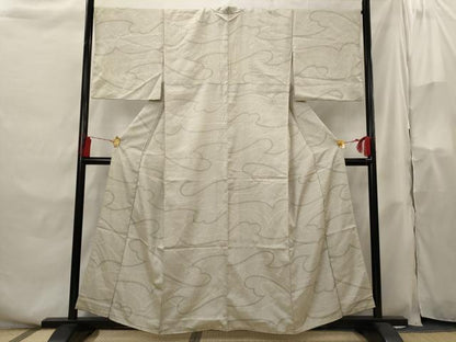 平和屋着物■お召　流水文　正絹　逸品　AABH3525st