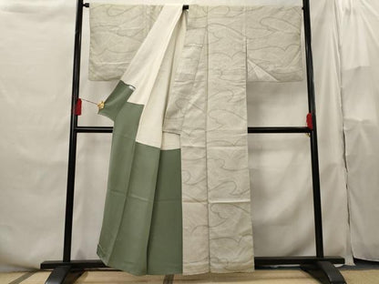 平和屋着物■お召　流水文　正絹　逸品　AABH3525st