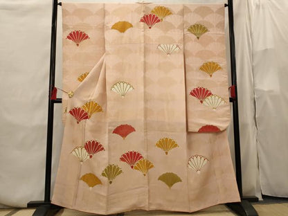 平和屋着物■豪華振袖　駒刺繍　花青海波文　金彩　金通し地　正絹　逸品　AABH3537st
