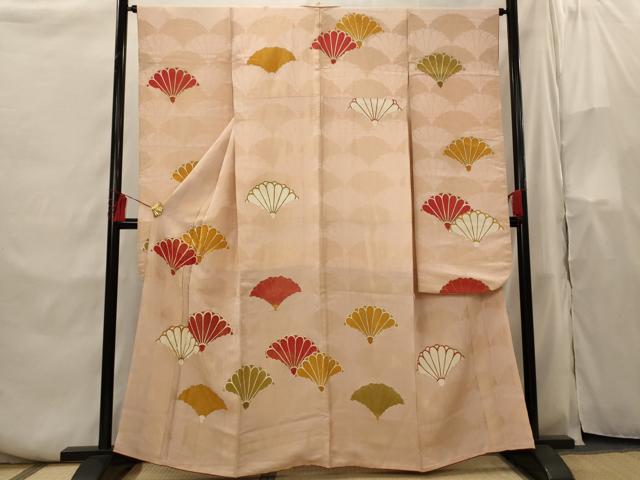 平和屋着物■豪華振袖　駒刺繍　花青海波文　金彩　金通し地　正絹　逸品　AABH3537st