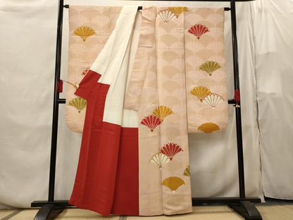 平和屋着物■豪華振袖　駒刺繍　花青海波文　金彩　金通し地　正絹　逸品　AABH3537st