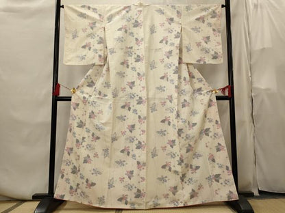 平和屋着物■上質な紬　草花文　正絹　逸品　AABH3544st