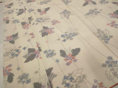平和屋着物■上質な紬　草花文　正絹　逸品　AABH3544st