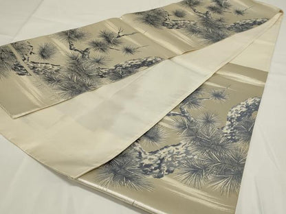平和屋着物◎六通柄袋帯　唐織　大王松　銀糸　正絹　逸品　AABH3577ou