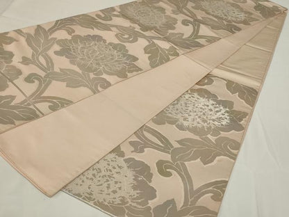 平和屋着物◎六通柄袋帯 花唐草文 銀糸 正絹 逸品 AABH3582ou