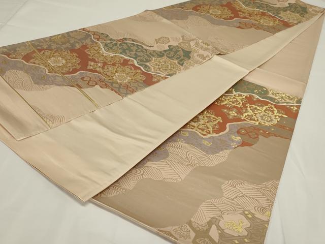 平和屋着物◎六通柄袋帯 道長花文 金糸 正絹 逸品 未使用 AABH3585ou
