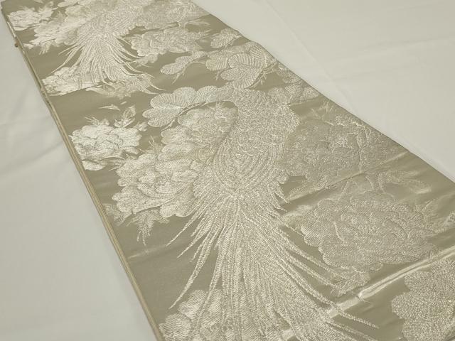 平和屋着物◎西陣　六通柄袋帯　花鳥文　銀糸　正絹　逸品　AABH3590ou
