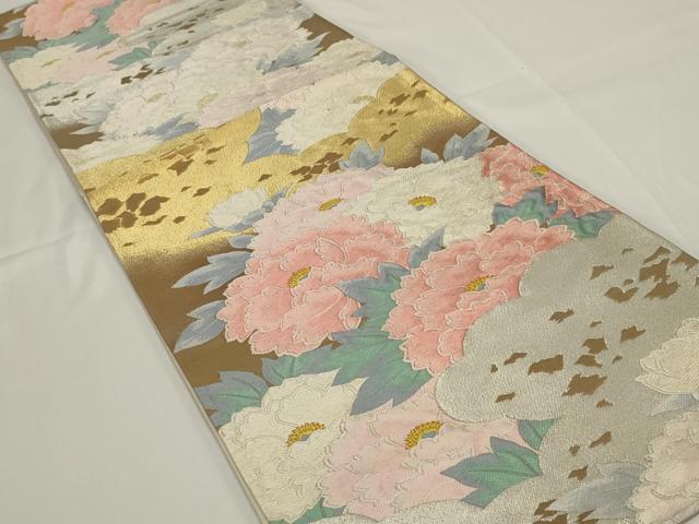 平和屋着物◎六通柄袋帯 唐織 草花文 金銀糸 正絹 逸品 AABH3591ou