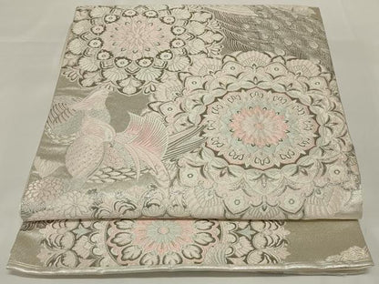 平和屋着物◎六通柄袋帯 唐織 研麗華映花鳥華文 正絹 逸品 AABH3592ou