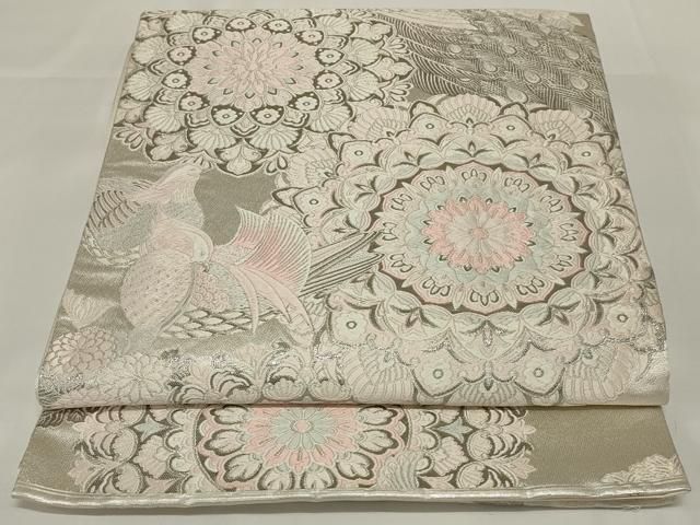 平和屋着物◎六通柄袋帯 唐織 研麗華映花鳥華文 正絹 逸品 AABH3592ou