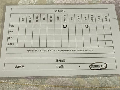 平和屋着物◎六通柄袋帯 唐織 花鳥丸文 銀糸 正絹 逸品 AABH3598ou