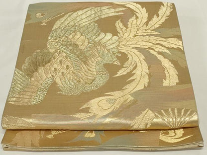 平和屋着物◎六通柄袋帯　鳳凰　金糸　正絹　逸品　AABH3599ou