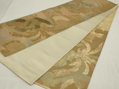 平和屋着物◎六通柄袋帯　鳳凰　金糸　正絹　逸品　AABH3599ou