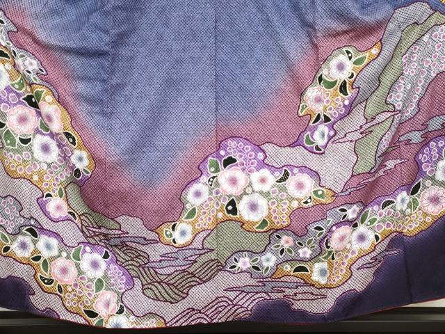 平和屋着物●豪華振袖・長襦袢(無双仕立て)セット　総絞り　辻が花　暈し染め　正絹　逸品　AABH3601cs