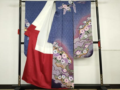 平和屋着物●豪華振袖・長襦袢(無双仕立て)セット　総絞り　辻が花　暈し染め　正絹　逸品　AABH3601cs