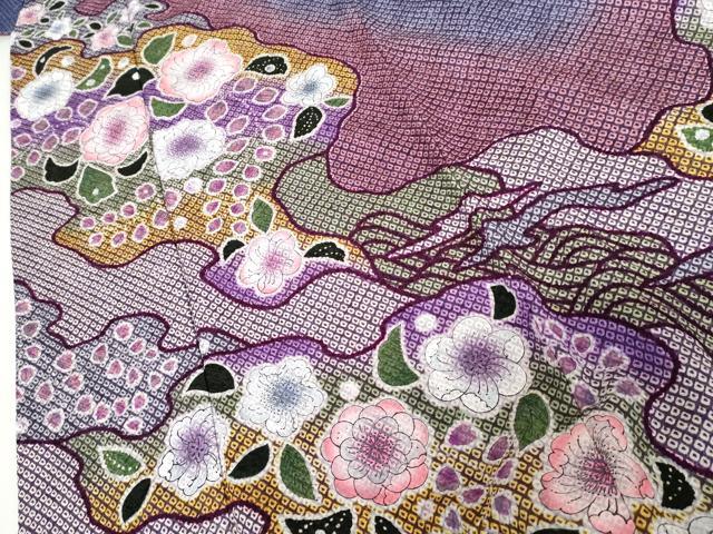平和屋着物●豪華振袖・長襦袢(無双仕立て)セット　総絞り　辻が花　暈し染め　正絹　逸品　AABH3601cs