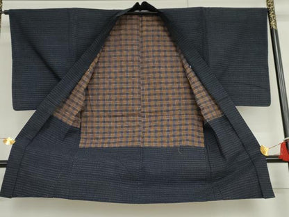 平和屋着物●男性　久留米絣　アンサンブル　横段文　綿　逸品　AABH3602cs