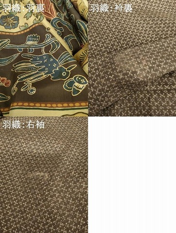 平和屋着物●アンティーク　大正ロマン　男性　本場大島紬　アンサンブル　格子　正絹　逸品　AABH3603cs
