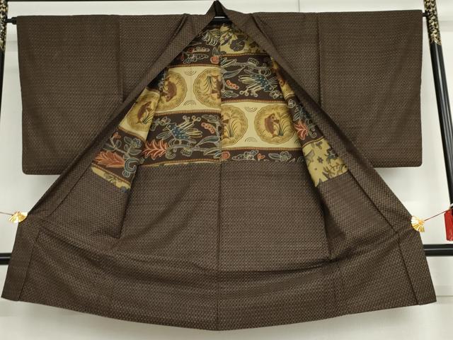 平和屋着物●アンティーク　大正ロマン　男性　本場大島紬　アンサンブル　格子　正絹　逸品　AABH3603cs