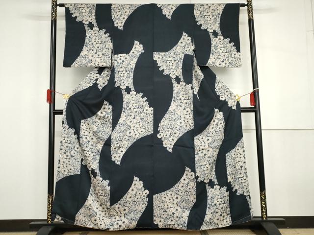 平和屋着物●上質な小紋　草花文　金彩　正絹　逸品　AABH3611cs