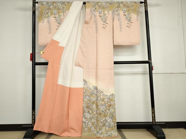 平和屋着物●訪問着　辻が花　暈し染め　金彩　正絹　逸品　AABH3612cs