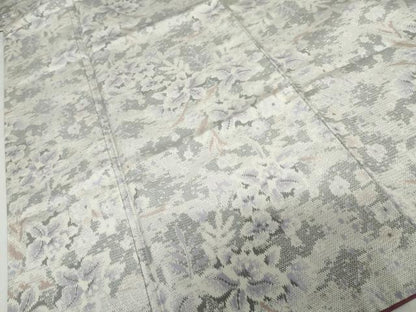 平和屋着物●上質な紬　枝花文　正絹　逸品　AABH3613cs