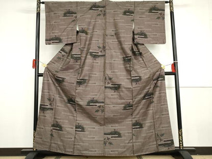 平和屋着物●本場大島紬　泥染め　カタス7マルキ　エ霞枝葉文　正絹　逸品　未使用　AABH3614cs