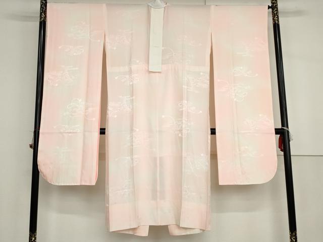 平和屋着物●振袖用長襦袢　無双仕立て　短冊花地紋　暈し染め　半衿刺繍　正絹　逸品　AABH3615cs