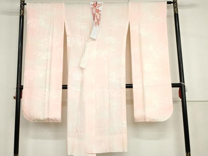 平和屋着物●振袖用長襦袢　無双仕立て　短冊花地紋　暈し染め　半衿刺繍　正絹　逸品　AABH3615cs