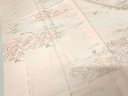 平和屋着物●振袖用長襦袢　無双仕立て　短冊花地紋　暈し染め　半衿刺繍　正絹　逸品　AABH3615cs