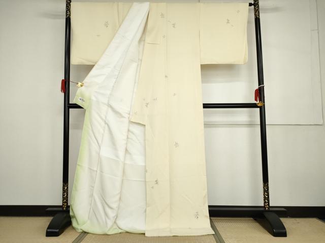 平和屋着物●上質な小紋　総刺繍　枝花文　金糸　やまと誂製　ロング丈　正絹　逸品　AABH3617cs