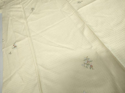平和屋着物●上質な小紋　総刺繍　枝花文　金糸　やまと誂製　ロング丈　正絹　逸品　AABH3617cs