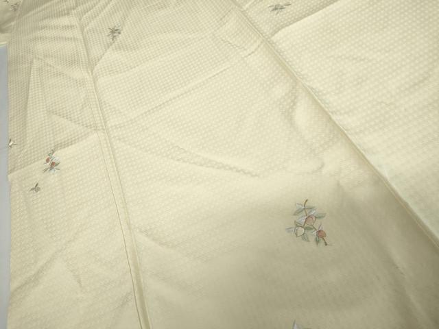 平和屋着物●上質な小紋　総刺繍　枝花文　金糸　やまと誂製　ロング丈　正絹　逸品　AABH3617cs