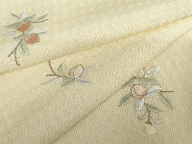 平和屋着物●上質な小紋　総刺繍　枝花文　金糸　やまと誂製　ロング丈　正絹　逸品　AABH3617cs