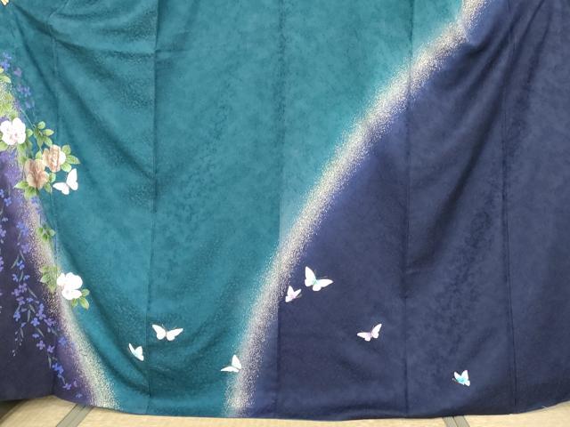 平和屋着物●豪華振袖　花蝶文　暈し染め　金彩　やまと誂製　正絹　逸品　AABH3618cs