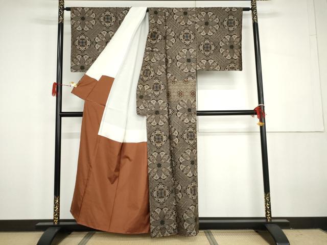 平和屋着物●本場大島紬　龍郷絣　正絹　逸品　AABH3619cs