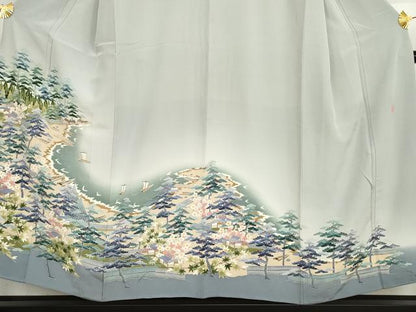 平和屋着物●本加賀友禅作家　森田耕三　色留袖　浜松風景文　暈し染め　正絹　逸品　AABH3620cs