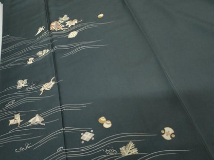 平和屋着物●訪問着　友禅　駒刺繍　流水吉祥文　金彩　正絹　逸品　AABH3625cs