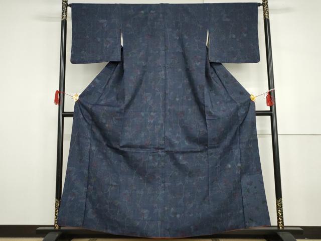 平和屋着物●生紬　更紗花文　正絹　逸品　AABH3627cs