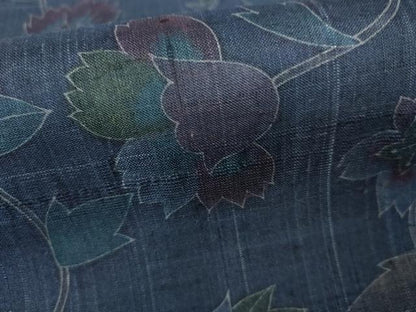 平和屋着物●生紬　更紗花文　正絹　逸品　AABH3627cs