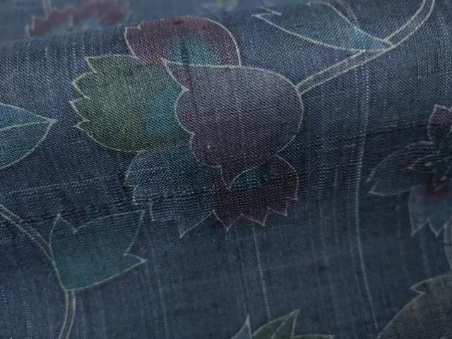平和屋着物●生紬　更紗花文　正絹　逸品　AABH3627cs